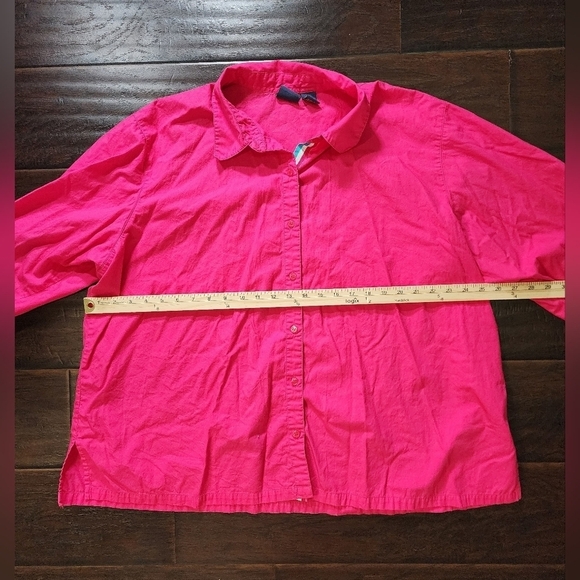 Mountain Lake Womens Button Up Pink 3X Long Sleeved Blouse - Picture 4 of 9